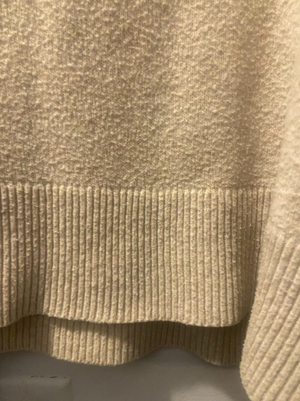 Aerie Cozy Up Oatmeal Waffle Knit Polo Sweater Oversized S - Picture 4 of 5